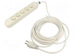 Extension lead | 3x1.5mm2 | 3m | PVC | white | Sockets no: 5 | 16A | PRO