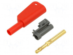 Laboratory connector: 4mm banana | 32A | 1kV | red | gold-plated