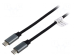 Cable | USB 3.0 | USB C plug,both sides | nickel plated | 1m | black