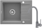 Granite sink with 1-bowl faucet with drainer