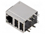 Connector: RJ45 + USB A | socket | PIN: 8 | shielded,RJ45 + 2x USB-A