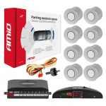 Auto- ja mootorrattatooted, elektroonika, navigatsioon, CB raadio // Parkimisandurite s&uuml;steemid | Keskluku s&uuml;steem | Autoalarmid // Zestaw czujnik&oacute;w parkowania cofania led 8 sensor&oacute;w srebrne amio-01598