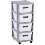 Curver Infinity 4 x 10 L &agrave; roulettes avec Quatre tiroirs &agrave; roulettes Chariot d'appoint