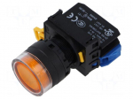 Switch: push-button | 22mm | Stabl.pos: 1 | NO | orange | LED | IP65 | YW