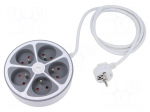 Extension lead | 3x1.5mm2 | 2m | PVC | white | Sockets no: 5 | 16A
