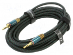 Cable | Jack 3.5mm 3pin angled plug,both sides | 5m | textile