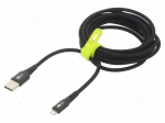 Cable | USB 2.0 | Apple Lightning plug,USB A plug | 3m | black | 60W