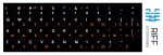Riff Qwerty Keyboard Stickers ENG WHITE / RU RED  on Black Background