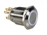 STAINLESS STEEL PUSH BUTTON SPDT 1NO 1NC - WHITE RING - 19mm
