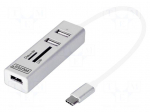 Hub USB | memory card reader,USB A socket x3 | OTG,USB 2.0 | PnP