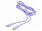 Cable | USB 2.0 | USB C plug,both sides | 1.5m | violet | silicone
