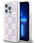 Back panel cover DKNY Apple iPhone 15 Pro 6.1 hardcase Liquid Glitter Multilogo Pink