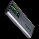 AXAGON EEM2-SD2 USB-C 3.2 Gen 2 - M.2 NVMe / SATA SSD 30-80mm ALU box grey, LCD display