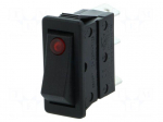 ROCKER | SPST | Pos: 2 | OFF-ON | 16A/250VAC | black | neon lamp 250V