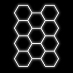 Hexagon luminaire set, 11 pc., with accessories, 385W, 6000K, IP20, 46200 Lm