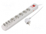 Plug socket strip: protective | Sockets: 8 | 250VAC | 10A