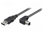 Cable | USB 2.0 | USB A plug,USB B angled plug | 5m | black | PVC
