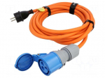 Extension lead | 3G2.5mm2 | 5m | rubber | orange | Sockets no: 1 | 16A