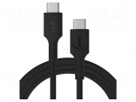 Cable | USB 2.0 | USB C plug,both sides | 2m | black | 480Mbps | textile