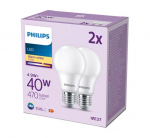 PHILIPS LED 40W A60 E27 Silti balta 2700K matēta 2 gab spuldze 8719514459472 929003540252