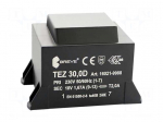 Transformer: encapsulated | 30VA | 230VAC | 18V | 1666.6mA | IP00 | 700g