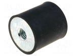 Vibration damper | M8 | &Oslash;: 40mm | rubber | L: 40mm | H: 8mm | 469N | 105N/mm
