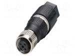 Connector: M12 | plug | PIN: 4 | 250V | straight | IP65 | IDC | A code | 4A