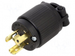 Connector: AC supply | male | plug | 2P+PE | 125VAC | 15A | Colour: black