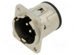 Connector: XLR | socket | male | PIN: 3 | straight | THT | silver | 6A