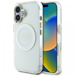 Case Guess IML Metal Colored Circle Classic Logo MagSafe for iPhone 16 / white