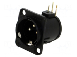 Connector: XLR | socket | male | PIN: 3 | angled 90&deg; | THT | black | 6A