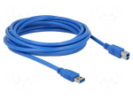 Cable | USB A plug,USB B plug | gold-plated | 5m | blue | Cu | 5Gbps