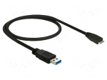Cable | USB A plug,USB B micro plug | gold-plated | 500mm | black | Cu