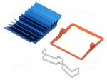 Heatsink: extruded | grilled | BGA | blue | L: 30mm | W: 30mm | H: 7.5mm