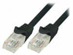 Patch cord | U/UTP | 5e | stranded | CCA | PVC | black | 10m | 26AWG