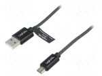 Cable | USB A plug,USB B micro plug | 1m | grey