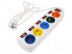 Plug socket strip: protective | Sockets: 5 | 250VAC | 16A | 1.5m | IP20