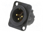 Connector: XLR | socket | male | PIN: 3 | straight | soldering | black | 16A