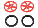 Wheel | red | Shaft: knurled | push-in,screw | &Oslash;: 60mm | Shaft dia: 4.8mm