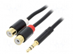 Cable | Jack 3.5mm 3pin plug,RCA socket x2 | 0.3m | black