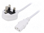 Cable | 3x0.75mm2 | BS 1363 (G) plug,IEC C13 female | PVC | 2m | white