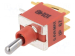Switch: toggle | Pos: 2 | DPDT | ON-(ON) | 0.4A/20VDC | Leads: flat pin