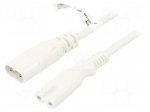 Cable | 2x0.75mm2 | IEC C7 female,IEC C8 male | PVC | 2m | white | 2.5A