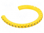 Marker: cable | Marking: S | 2.5&divide;5mm | PVC | yellow | leaded | PA-1 | L: 3mm