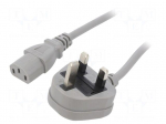 Cable | 3x0.75mm2 | BS 1363 (G) plug,IEC C13 female | PVC | 1m | grey