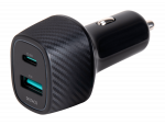 USB car charger DELTACO 1x USB-A 18 W, 1x USB-C PD 45 W, total 63 W / USBC-CAR123