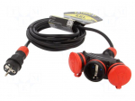 Extension lead | 3x2.5mm2 | 5m | rubber | black | Sockets no: 3 | 16A