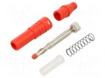 Connector: 4mm banana | plug | 32A | 30VAC | 60VDC | red | insulated | 69mm