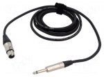 Cable | Jack 6,3mm 2pin plug,XLR female 3pin | 3m | black | PVC