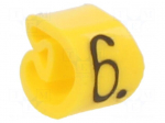 Marker: cable | Marking: 6 | 2.5&divide;5mm | PVC | yellow | leaded | PA-1 | L: 3mm